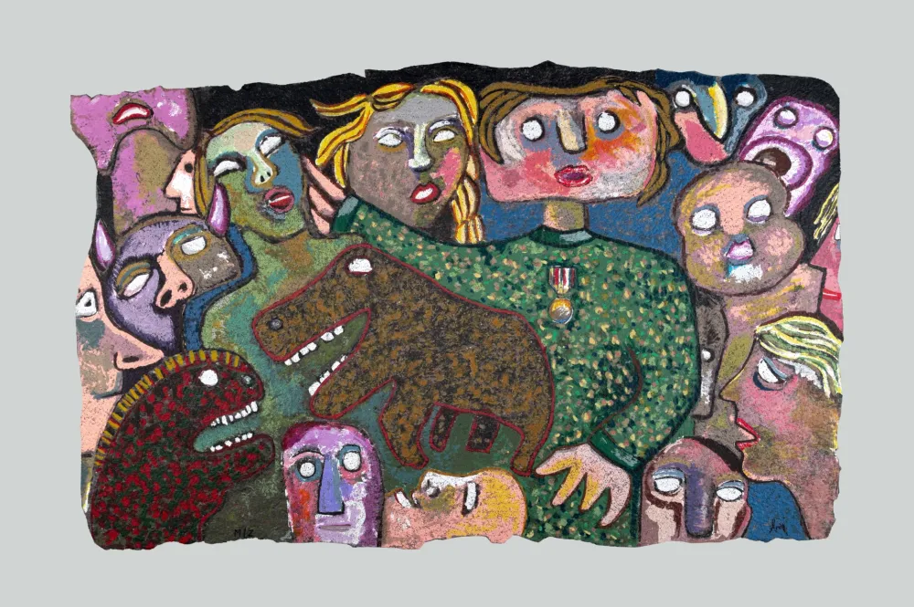 シルクスクリーン Baj - Folla mutante