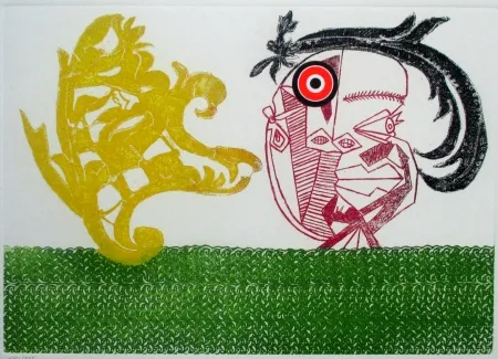 彫版 Baj - Pecheur sur la plage