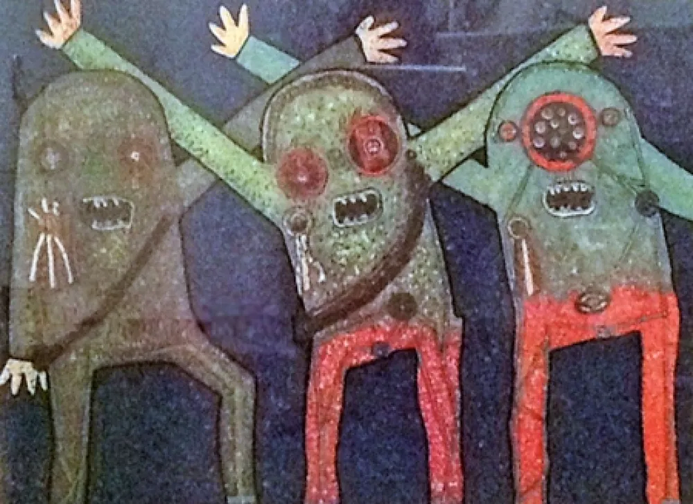 リトグラフ Baj - Riunione della CIA nel bosco