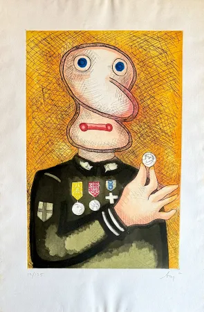 彫版 Baj - Uomo dalla medaglia