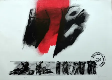 リトグラフ Balmes - El rojo gota a gota va naciendo