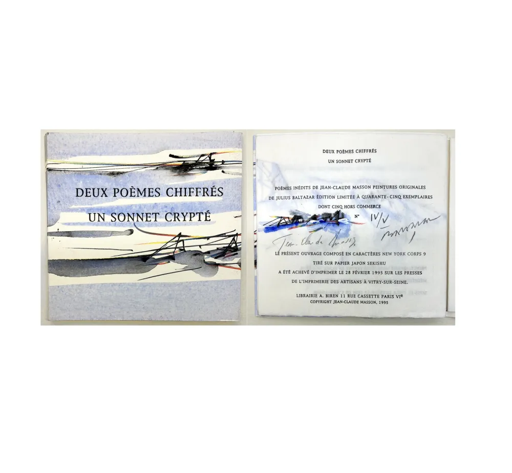 挿絵入り本 Baltazar - DEUX POÈMES CHIFFRÉS UN SONNET CRYPTÉ. Peintures originales (1995)