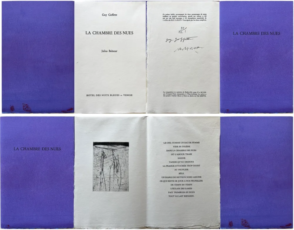 エッチング Baltazar - Guy Goffette: LA CHAMBRE DES NUES. Poème inédit (2007)