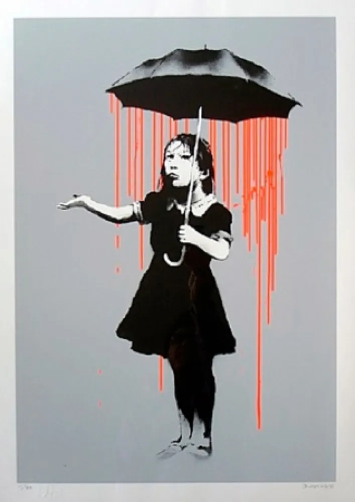 シルクスクリーン Banksy - Nola (Orange Rain)