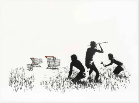 シルクスクリーン Banksy - Trolleys (Black & White Unsigned)