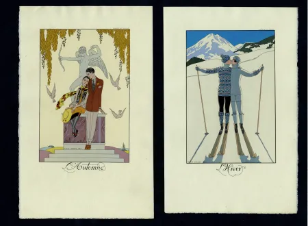 挿絵入り本 Barbier - FALBALAS ET FANFRELUCHES. Almanach des modes présentes, passées et futures pour 1922, 1923, 1924, 1925 et 1926. Collection complète