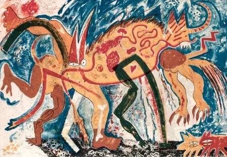 リトグラフ Barcelo - Animal amb tres pixerades