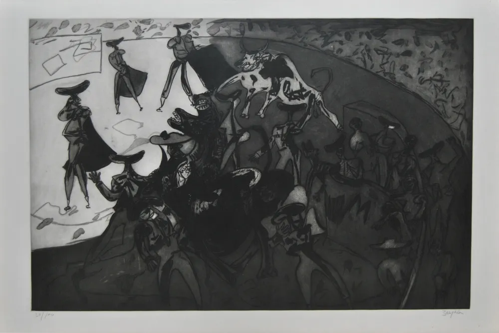 エッチングと　アクチアント Barjola - Tauromaquia - Sol y sombra