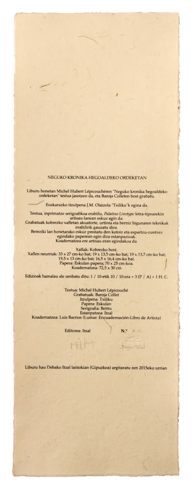 挿絵入り本 Baroja-Collet - Neguko kronika hegoaldeko ordeketan