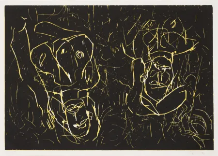 木版 Baselitz - Woman and woman
