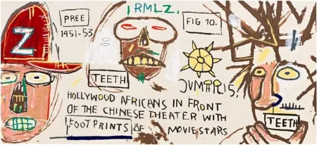 シルクスクリーン Basquiat - Hollywood Africans in Front of the Chinese Theater with Footprints of Movie Stars