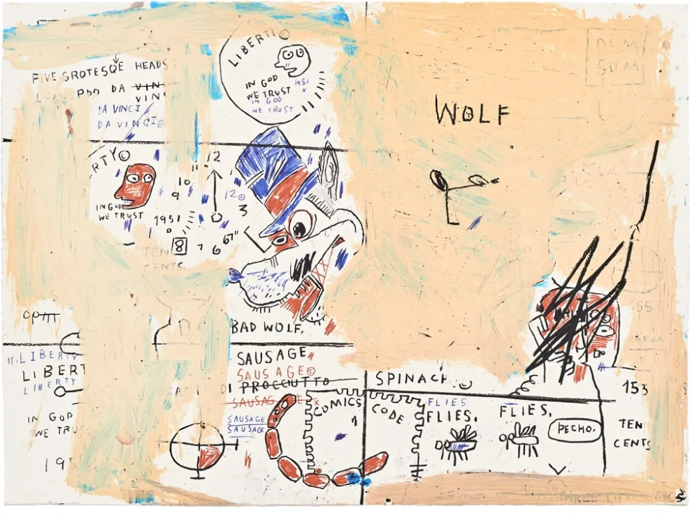 シルクスクリーン Basquiat - Wolf Sausage
