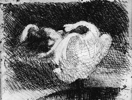 エッチング Besnard - Léda s'endort