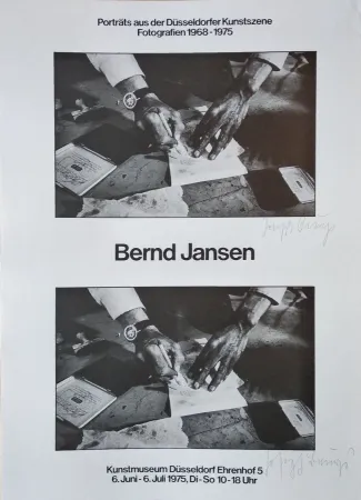 オフセット Beuys - „Porträts der Düsseldorfer Kunstszene. Fotografien 1968-1975. Bernd Jansen. Kunstmuseum Düsseldorf Ehrendorf 5, 6. Juni-6. Juli 1975, Di-So 10-18 Uhr“.