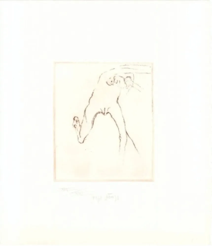 エッチングと　アクチアント Beuys - Schwurhand: Frau rennt weg mit Gehirn 