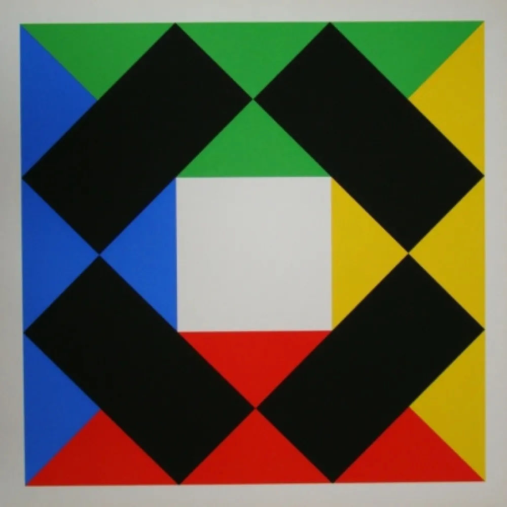 シルクスクリーン Bill - Komposition mit weissem Zentrum