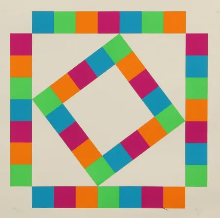 リトグラフ Bill - ORGANIZATION OF 44 COLORED SQUARES - EXACTA FROM CONSTRUCTIVISM TO SYSTEMATIC ART 1918-1985