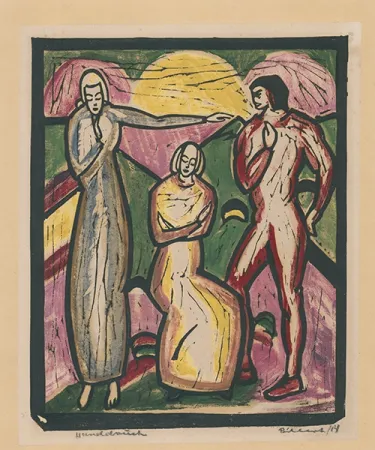 木版 Billert - Drei Figuren