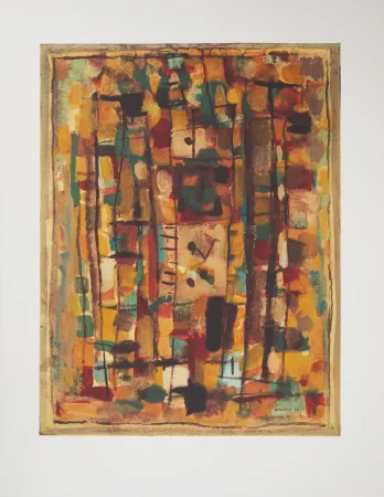 リトグラフ Bissiere - Composition abstraite