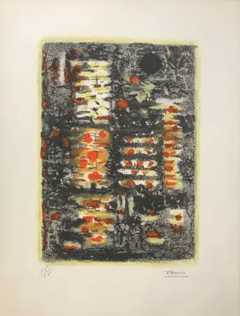 リトグラフ Bissiere - Lumière dans la forêt 