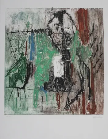 エッチングと　アクチアント Bissière - Tête au milieu des arbres / Head Amidst the Trees