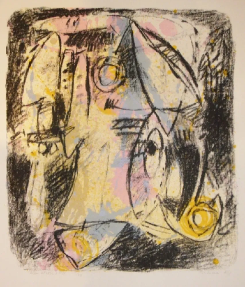 リトグラフ Bitran - Rose et bleu d'été