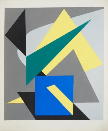 リトグラフ Bloc - Abstraction géométrique