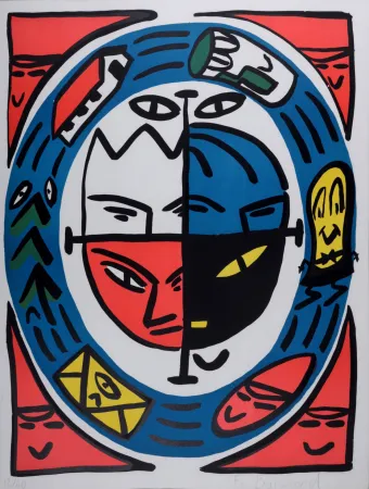 リトグラフ Boisrond - 4 faces, 1984 - Hand-signed
