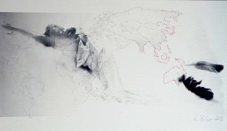 彫版 Bolenz - Ikarus mit Weltkarte