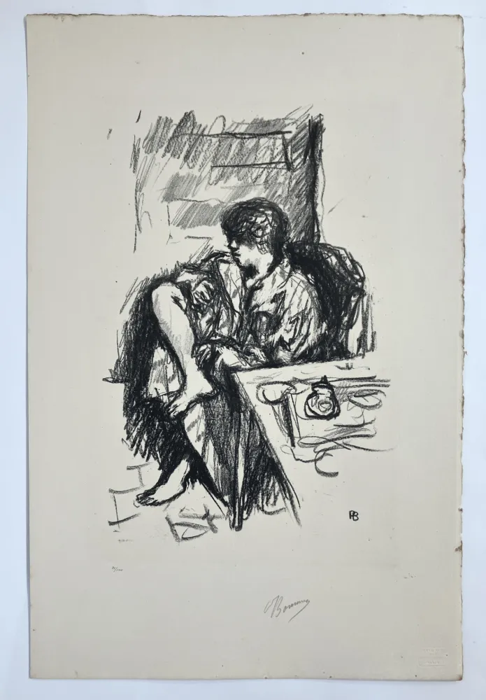 リトグラフ Bonnard - Femme assise faisant sa toilette. 1925.