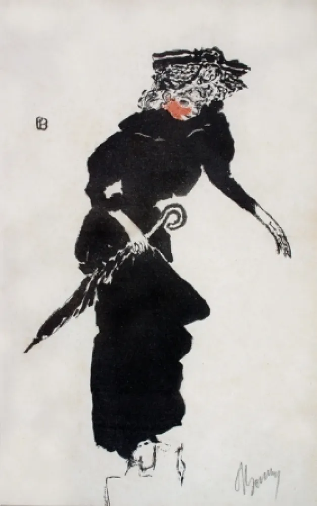 リトグラフ Bonnard - Femme au Parapluie