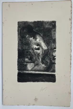 リトグラフ Bonnard - Femme debout dans sa baignoire. 1925.