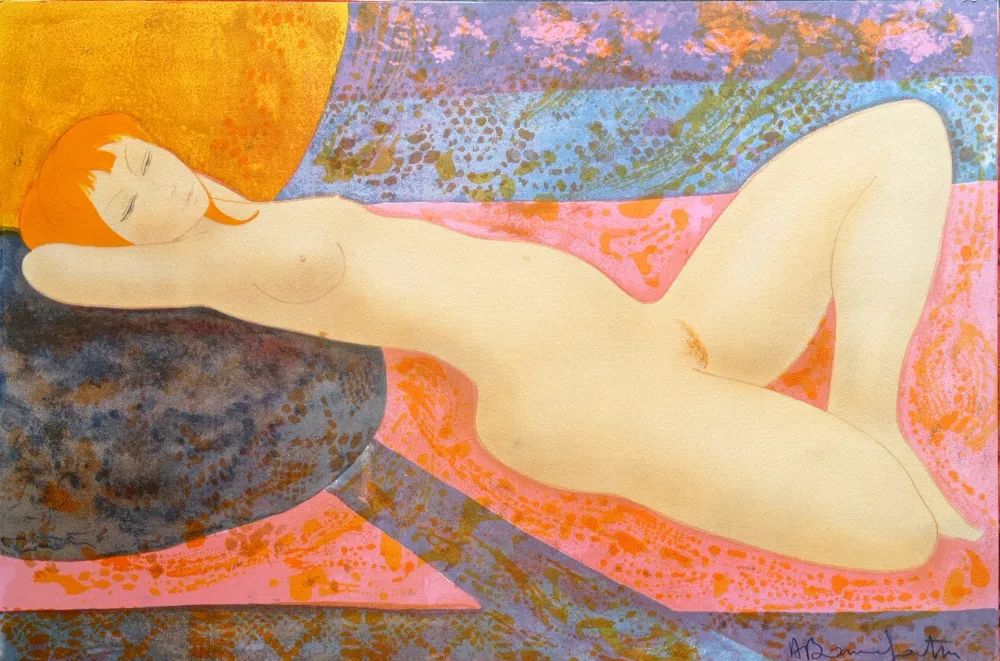 リトグラフ Bonnefoit - Alain Bonnefoit - Nude 2, Chromolithograph on Arches paper, Hand signed, cca 70-80's