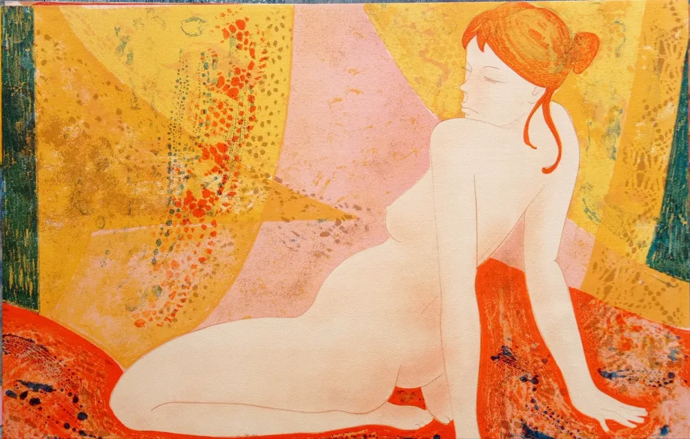 リトグラフ Bonnefoit - Alain Bonnefoit - Nude, Chromolithograph on Arches paper, Hand signed, cca 70-80's