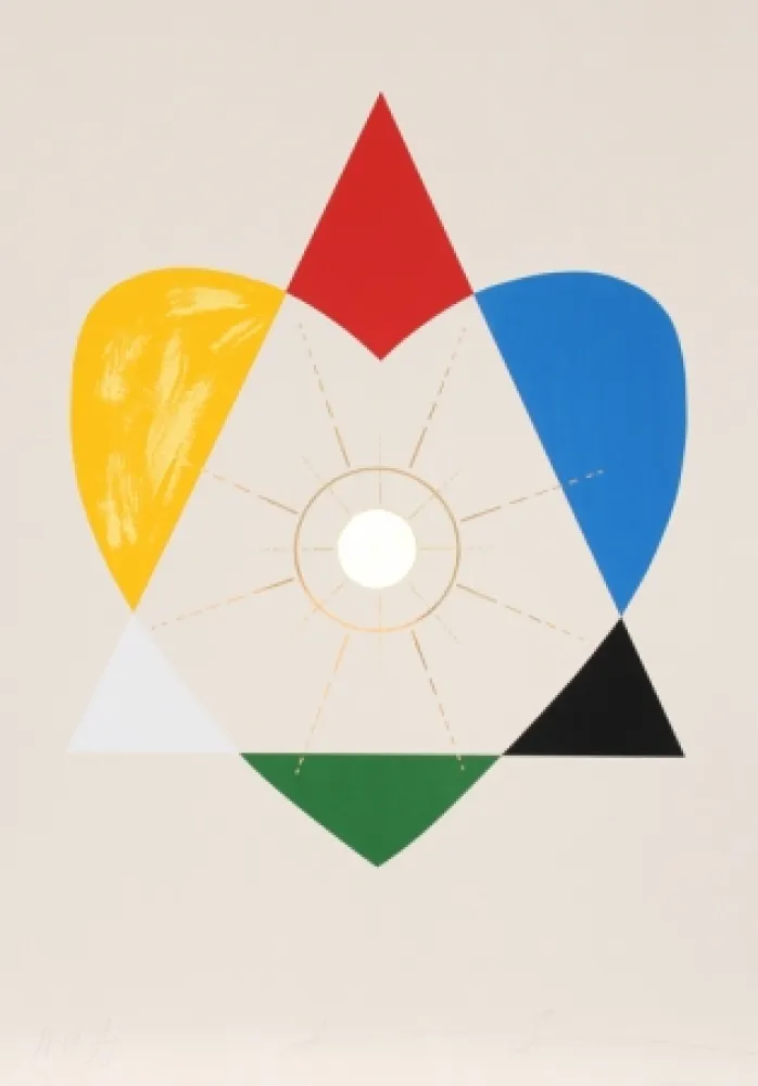 シルクスクリーン Borofsky - The Balance of Love and Work Produces Energy