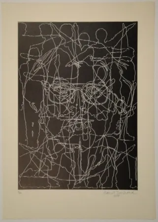 リノリウム彫版 Bosshard - Selbstbildnis mit Schülern