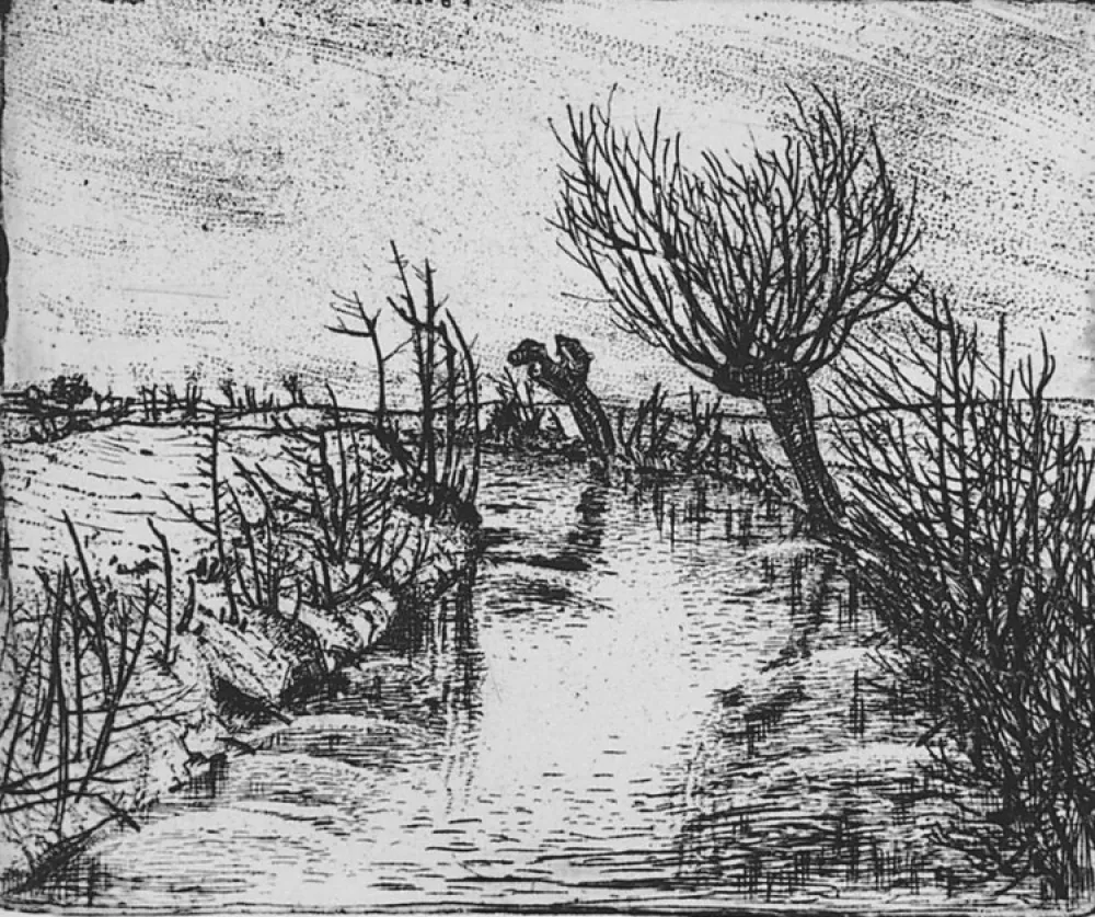 エッチング Bozzetti - Il canale d'inverno