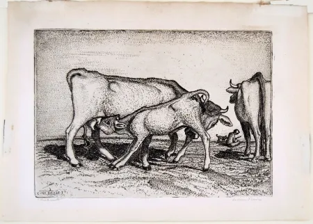 彫版 Bozzetti - LA VACCA E IL BOCCINO (The cow and the calf), fourth version. 