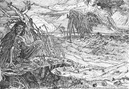 エッチング Bozzetti - Le Arpie del lago Stinfalio