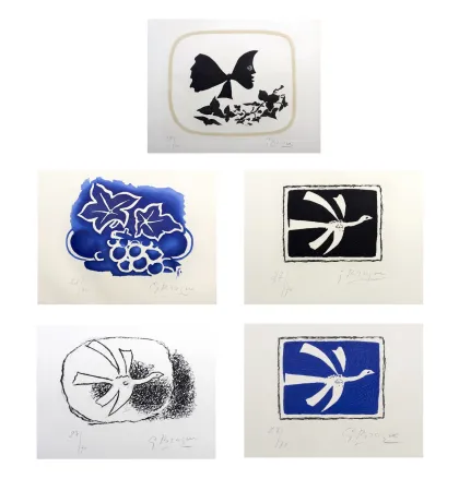 エッチングと　アクチアント Braque - AOÛT. Suite complète signée des gravures + 1 gravure inédite (Louis Broder, 1958)