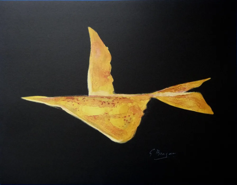 リトグラフ Braque - Composition dorée