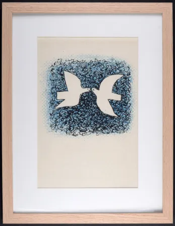リトグラフ Braque - Couple d'oiseaux, 1963 - Framed
