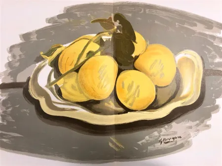 リトグラフ Braque - Nature morte au citrons