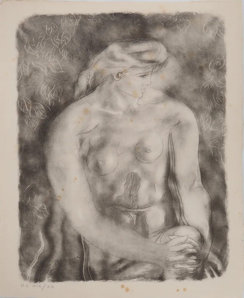 リトグラフ Braque - Nu aux feuilles