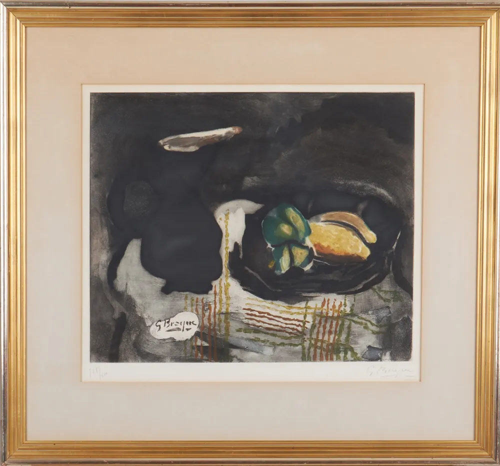 エッチングと　アクチアント Braque - Pichet noir et citrons 