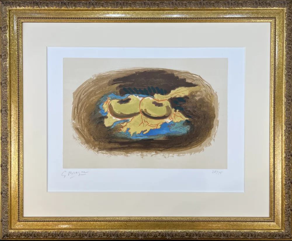 リトグラフ Braque - Pommes et feuilles