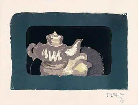 リトグラフ Braque - Théière grise
