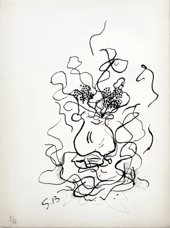 リトグラフ Braque - VASE ET FLEURS - Bouquet de fleurs (1952)