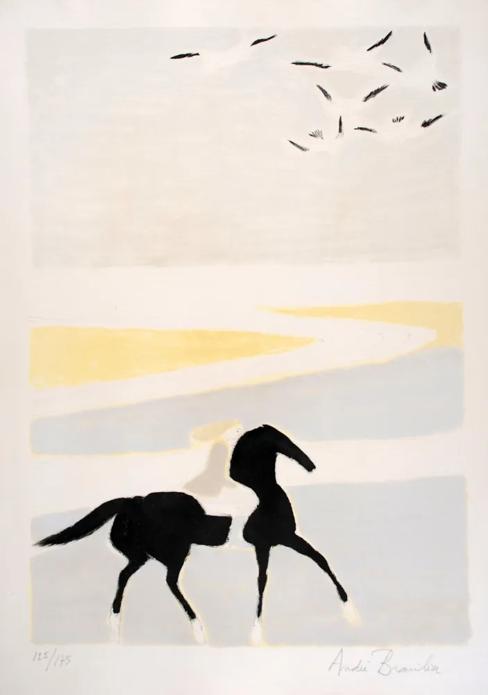 リトグラフ Brasilier - Cavalière sur la Plage - Rider on the Beach