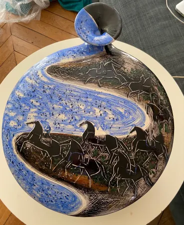 セラミック Brasilier - Cavaliers au bord de mer